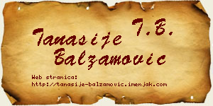 Tanasije Balzamović vizit kartica